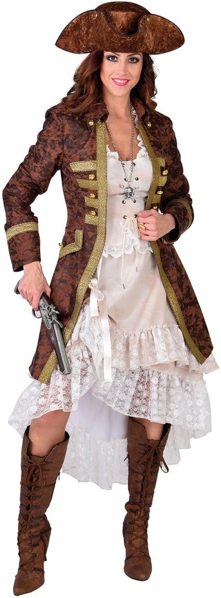 Piraat & Viking Kostuum | Zeerover Kapitein Woeste Baren Vrouw | XXL | Carnaval kostuum | Verkleedkleding